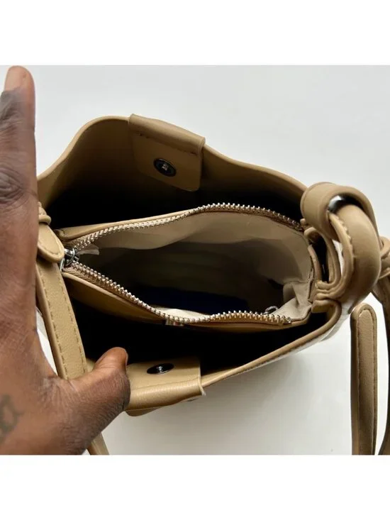 Miztique Beige Leather Crossbody Bag - Picture 10 of 10